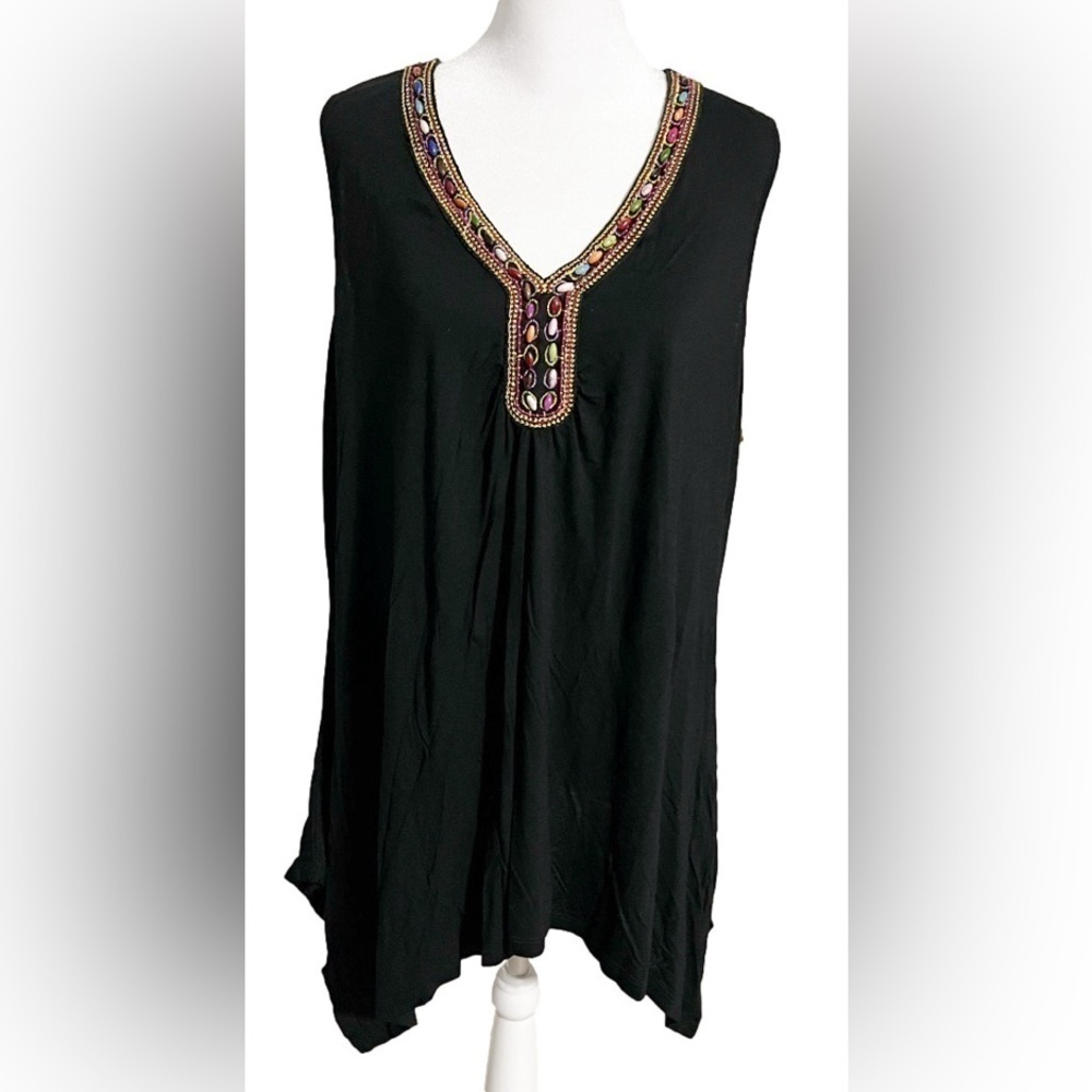 Spense Woman Beaded Neck Shark Hem Top Women’s Size 2x